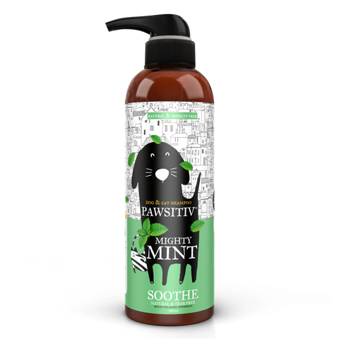 PAWSITIV'S NATURAL AND TEARLESS SHAMPOO FOR DOGS & CATS - MIGHTY MINT (SOOTHE) - 500ML