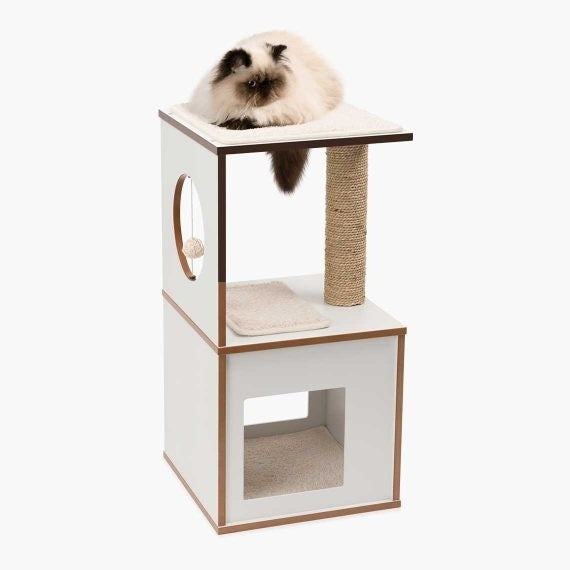 PREMIUM CAT FURNITURE V-BOX SMALL - WHITE (4605530472501)