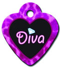 ID Tag - Heart Small Diva Black & Pink