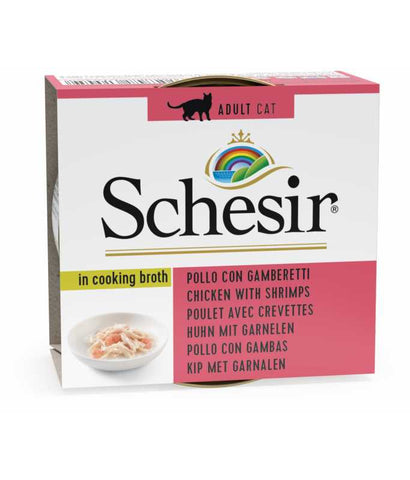 OFFER - Schesir Cat Can Broth-Wet Food Chicken With Shrimps 70g