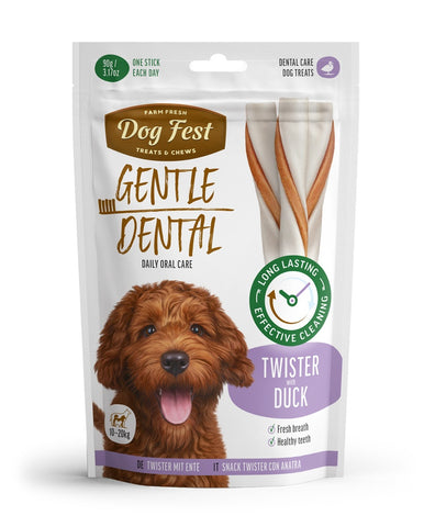 Dog Fest Dental Treats For Adult Dogs -Twister -Duck 90g (13cm)