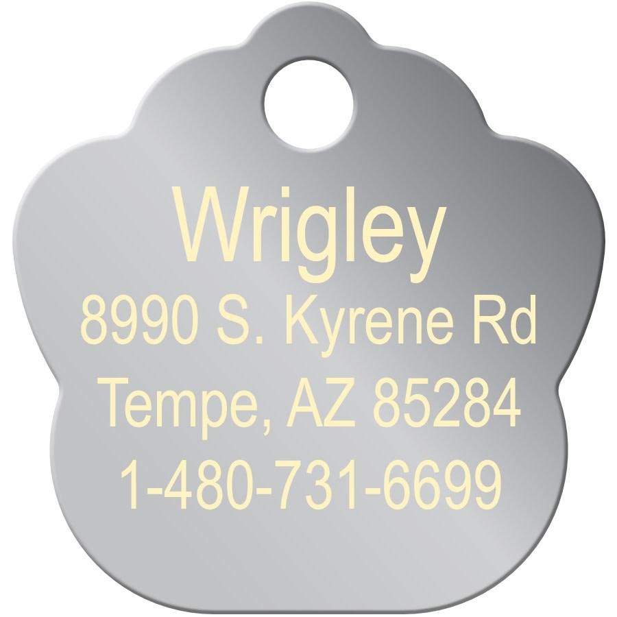 *ID Tag - Paw Brass Two-Tone Chrome Plated