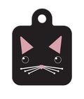 ID Tag - Square Small Cat Face Black