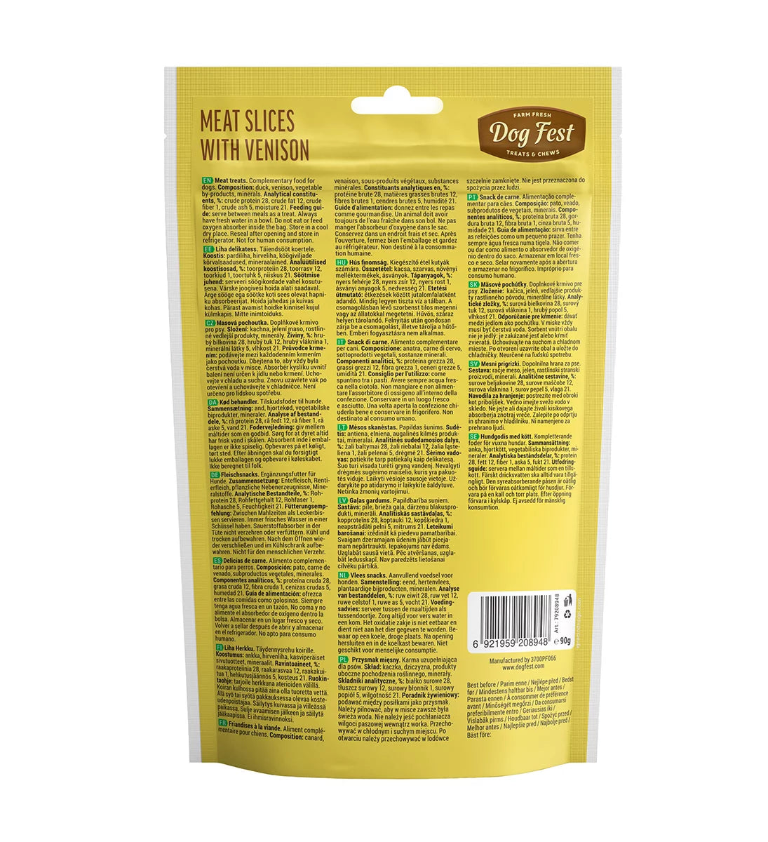 *Dog Fest Slices With Venison For Adult Dogs - 90g