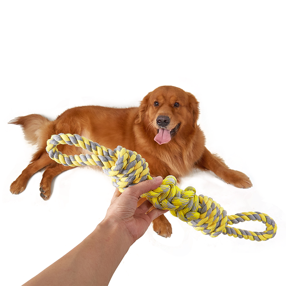 FOFOS Flossy Rope Tug Yellow/Green Dog Toy