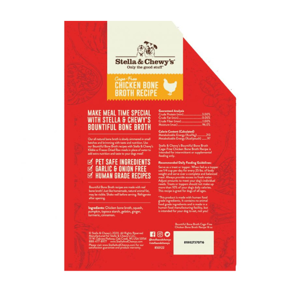 Stella & Chewy’s Bountiful Bone Broth Cage Free Chicken Recipe – 16 oz
