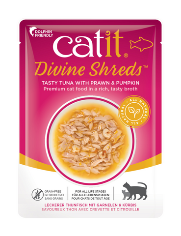 Catit Divine Shreds, Tuna with Prawns & Pumpkin 75g