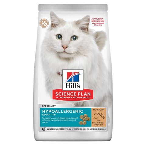 *Hill’s Science Plan Hypoallergenic Adult Cat Food No Grain Egg & Insect Protein (1.5kg)