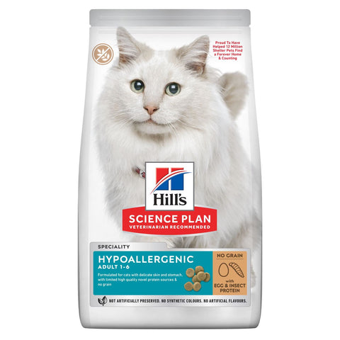 Hill’s Science Plan Hypoallergenic Adult Cat Food No Grain Egg & Insect Protein (1.5kg)