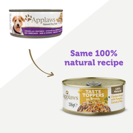 *Applaws Taste Topper Broth Chicken Veg Dog Tin