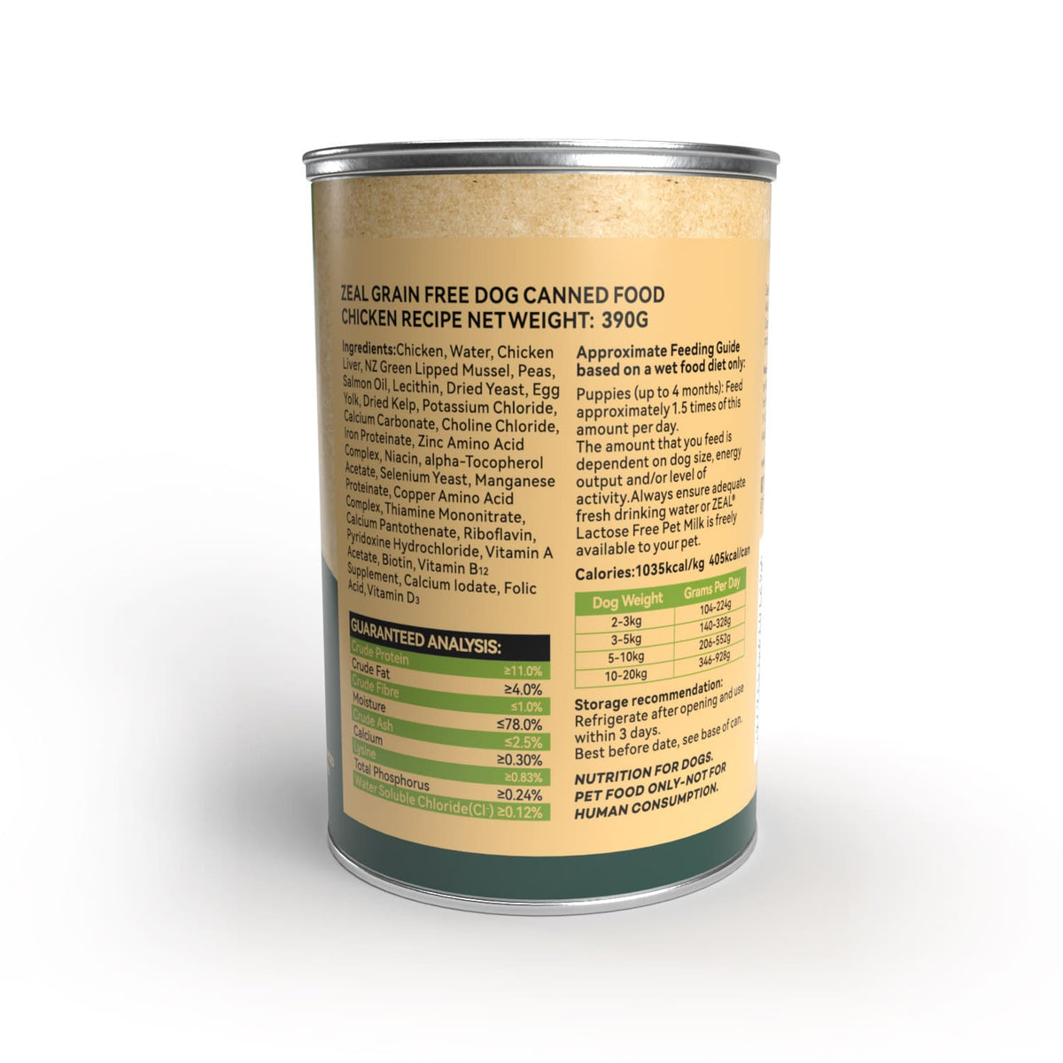 *Zeal Grain Free Canned Dog Food 390g – (Chicken Recipe)