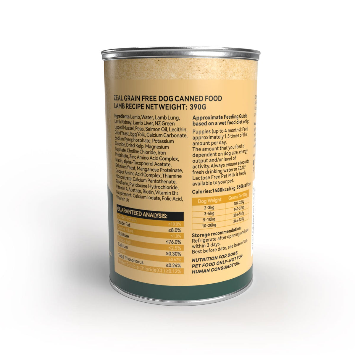 *Zeal Grain Free Canned Dog Food 390g – (Lamb Recipe)