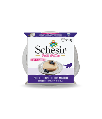 Schesir Petit Delice Cat Wet Food Can -Chicken And Tuna With Blueberries 40g