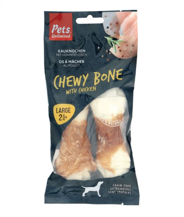 Pets Unlimited Chewy Bone with Chicken Large 2pcs (4604608970805)