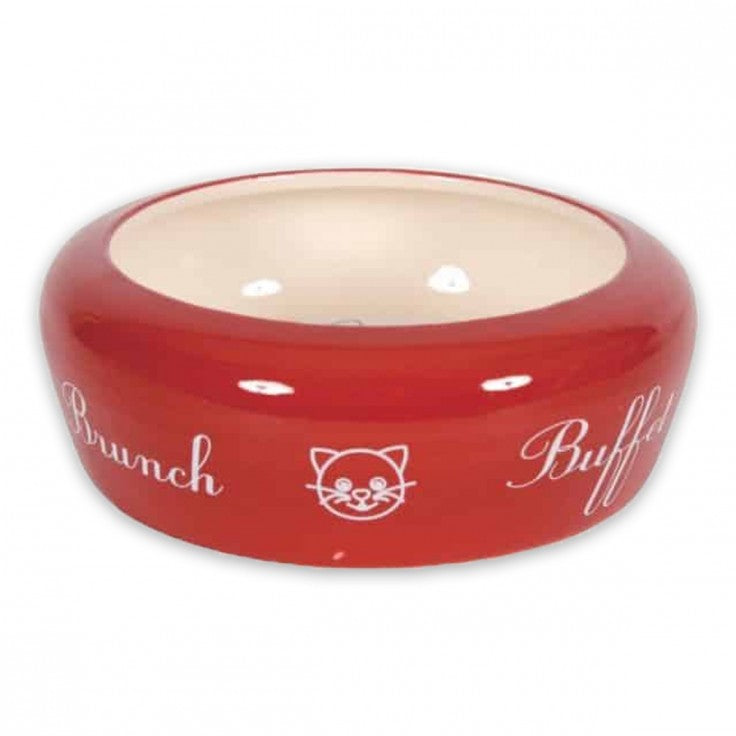 NO WASTE CERAMIC CAT BOWL BUFFET - RED (4604491333685)