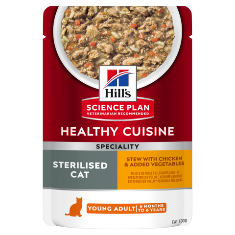 Hill’s SCIENCE PLAN HEALTHY CUISINE STERILISED CAT Adult Stew With Chicken & Added Vegetables - 12 Pouches
