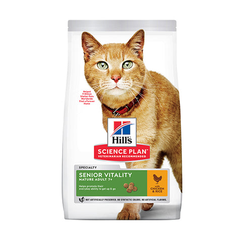 Hill’s Science Plan Senior Vitality Mature Adult 7+ Cat Food With Chicken & Rice