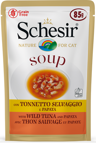 Schesir Cat Pouch Soup With Wild Tuna and Papaya (85g) (4598987587637)