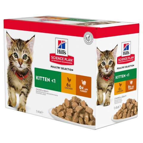 Hill’s Science Plan Kitten Wet Food Multipack Chicken & Turkey Flavour - 12 Pouches