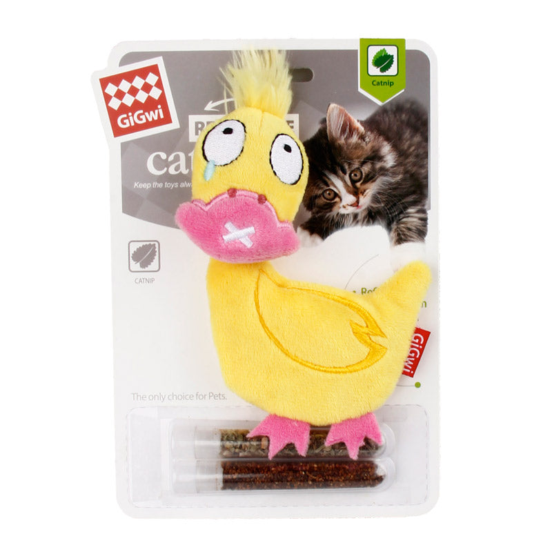 Refillable Duck with Changeable Catnip Bag & Silvervine Stick