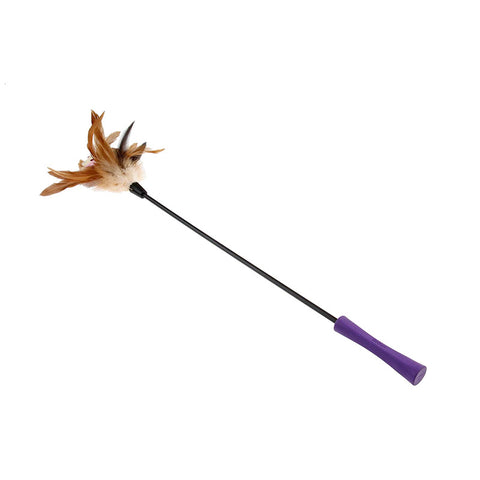 Catwand Feather Teaser with Natural Plush Tail and TPR Handle (Purple)