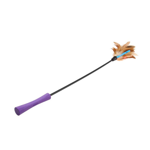 Catwand Feather Teaser w/ Natural and TPR Handle (purple stick)