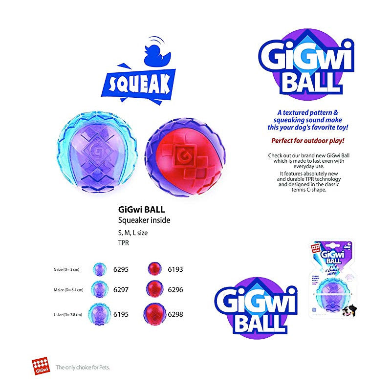 Gigwi G-Ball Purple/Blue Squeaker Transparent - MEDIUM