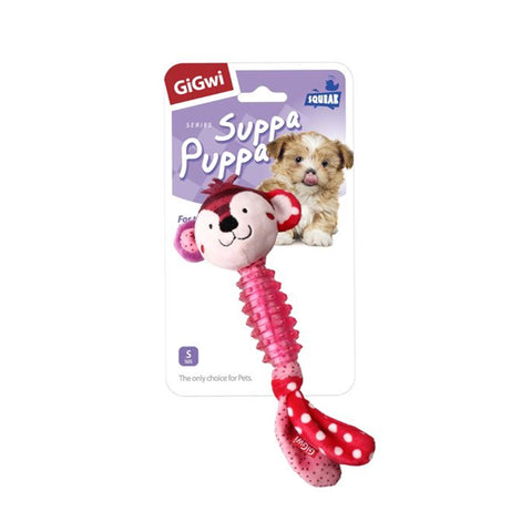 GiGwi Suppa Puppa Monkey with Squeaker inside – Plush/TPR (XSmall)