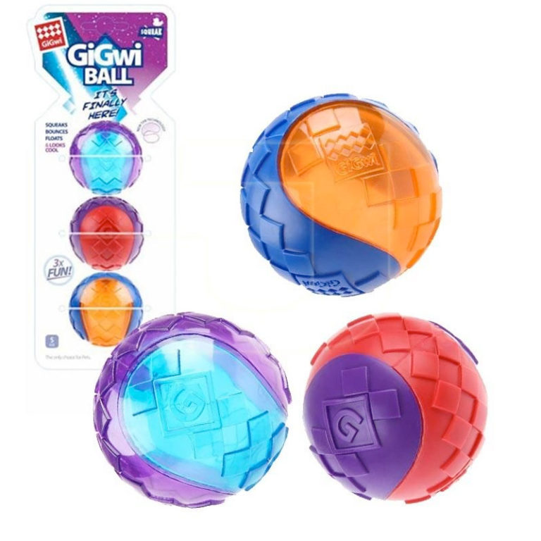 Gigwi Ball Small 3pack Squeaker – Solid Transparent
