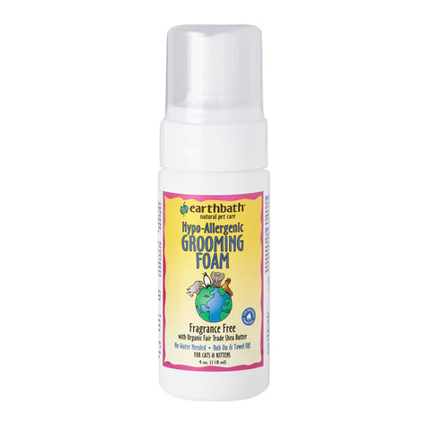 *earthbath® Waterless Grooming Foam for Cats & Kittens, Hypo-Allergenic & Fragrance Free, Made in USA, 4 oz pump