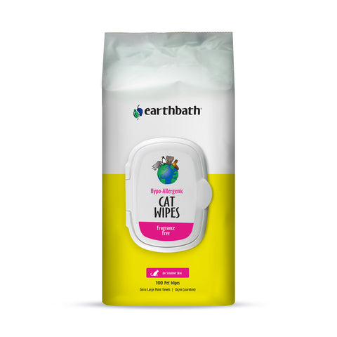 *earthbath® Hypo-Allergenic Cat Grooming Wipes, Fragrance Free, Cleans & Conditions, 100 ct