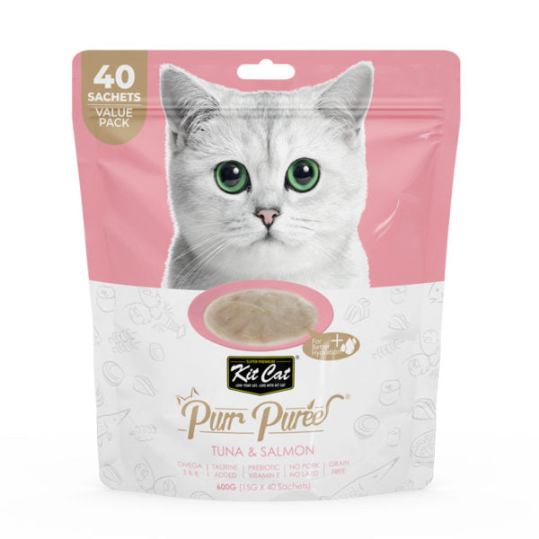 Kit Cat Purr Puree Tuna & Salmon (40 Sachets Value Pack) (4598934208565)