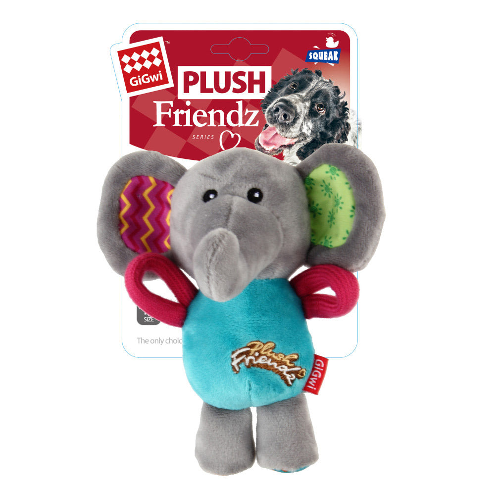 GiGwi Plush Friendz Squeaker Dog Toy – Elephant