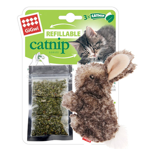 *Refillable Catnip (Rabbit) with 3 catnip teabags in ziplock bag