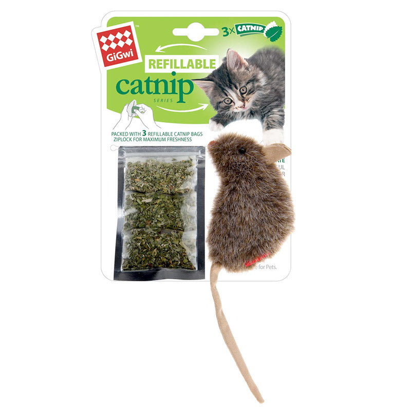 *Refillable Catnip (Mouse) with 3 catnip teabags in ziplock bag