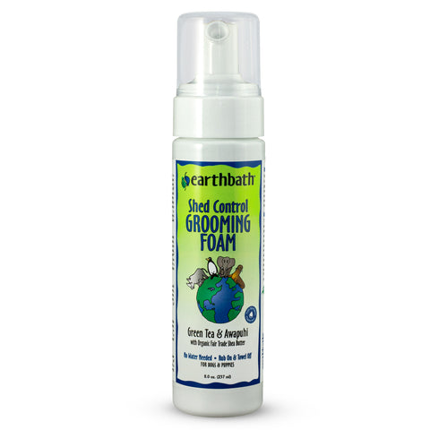 *earthbath® Shed Control Waterless Foam for Dogs & Puppies, Green Tea & Awapuhi, Made in USA, 8 oz pump
