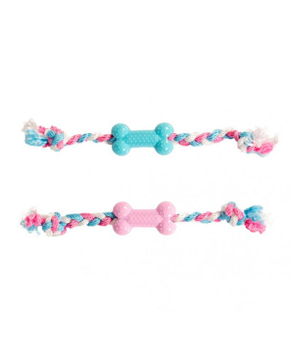 *Duvo+ Dogtoy Puppy TPR Bone With Cotton Rope 35cm