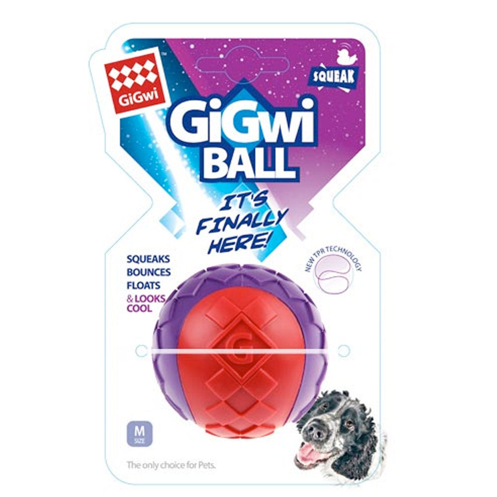 GiGwi Ball Red/Purple Squeaker Solid - MEDIUM