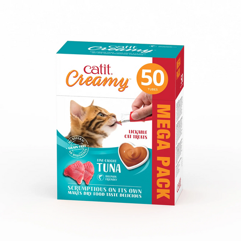 *CATIT CREAMY TREATS MEGA PACK TUNA, 50 TUBES/BOX