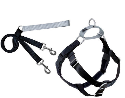 FREEDOM NO-PULL HARNESS AND LEASH - BLACK / XS 5/8" (4588881084469)