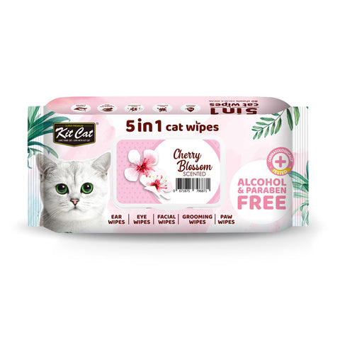 Kit Cat 5-in-1 Cat Wipes CHERRY BLOSSOM Scented (4608198410293)