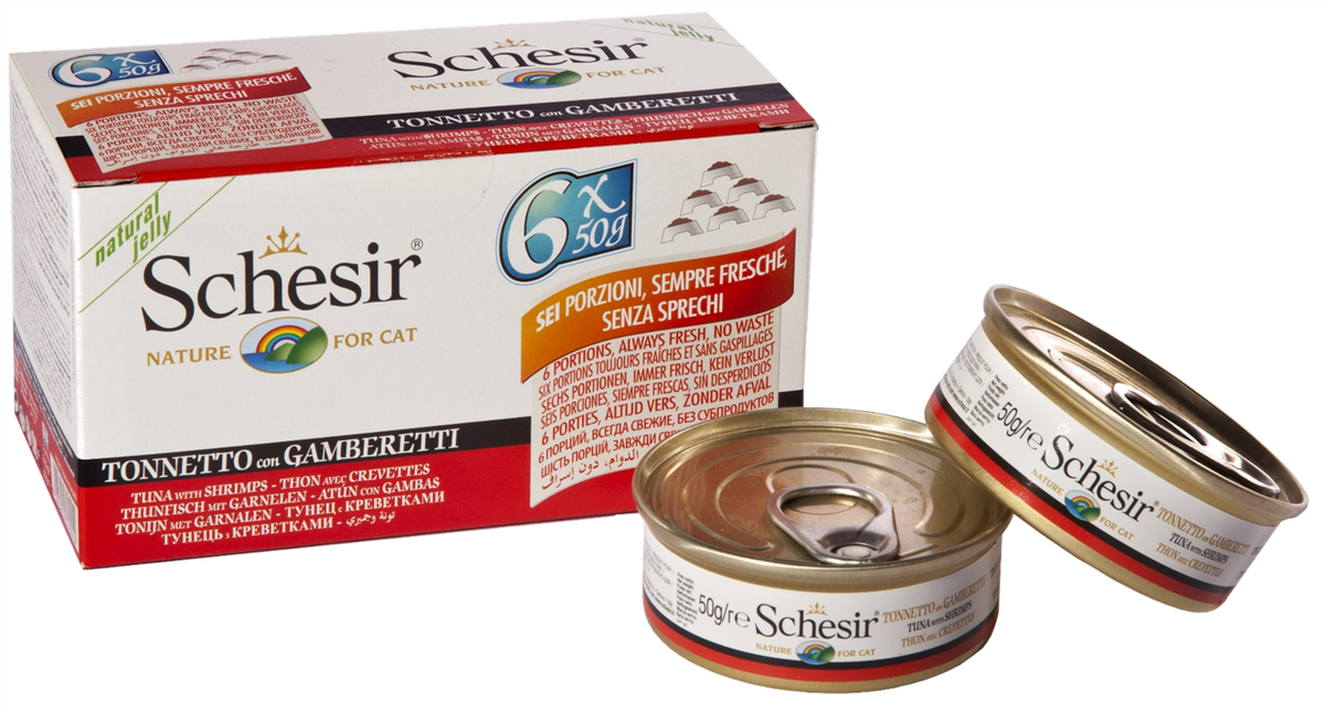 Schesir – Cat Multipack Can Tuna With Prawns 50gm (6×1) (4598990962741)