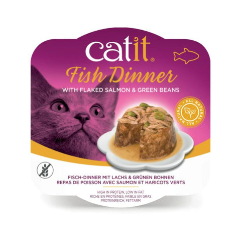 CATIT FISH DINNER, SALMON & GREEN BEANS 80 G
