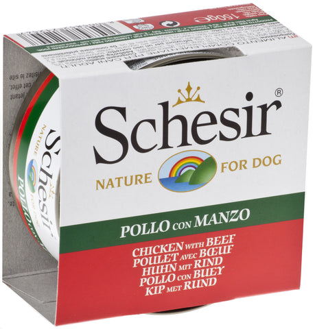 SCHESIR DOG CAN JELLY -CHICKEN FILLETS WITH BEEF (150g) (4601164660789)